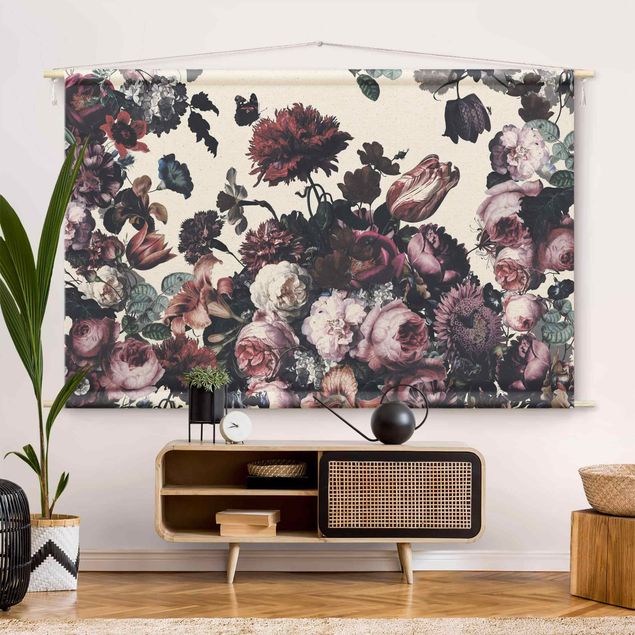 modern tapestry Old Masters Flower Rush With Roses Bouquet