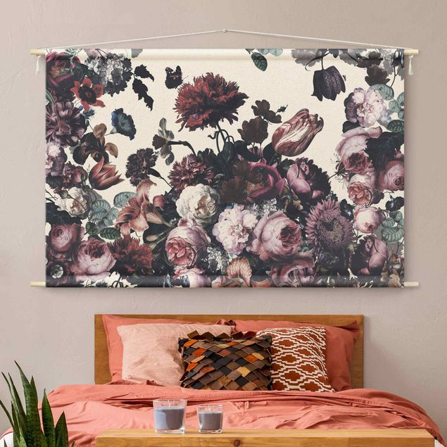 extra large tapestry Old Masters Flower Rush With Roses Bouquet