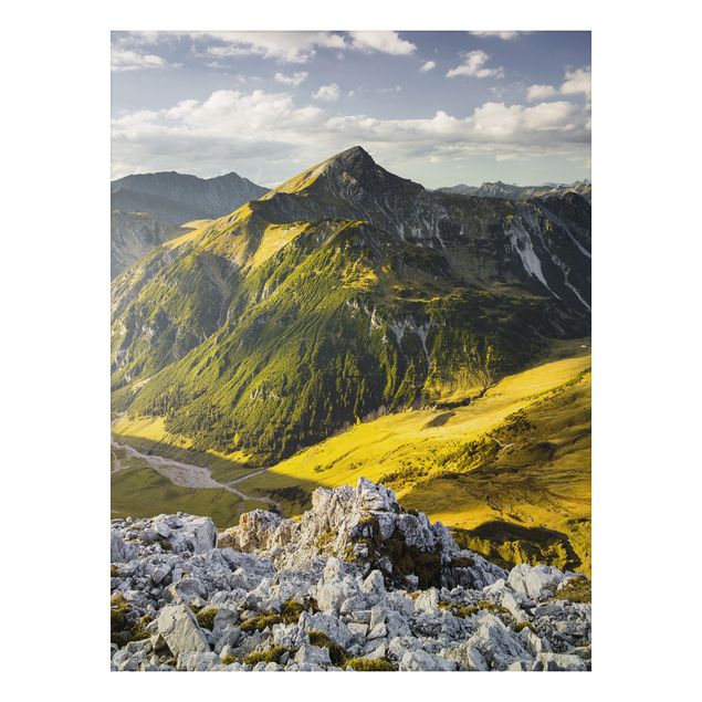 Print on aluminium - Mountains And Valley Of The Lechtal Alps In Tirol