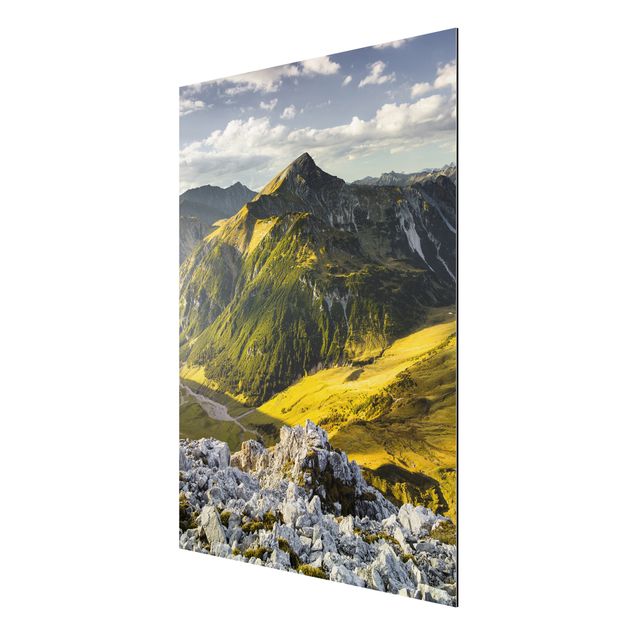 Print on aluminium - Mountains And Valley Of The Lechtal Alps In Tirol