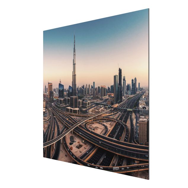 Aluminium Dibond - Evening Mood in Dubai -Square 1:1
