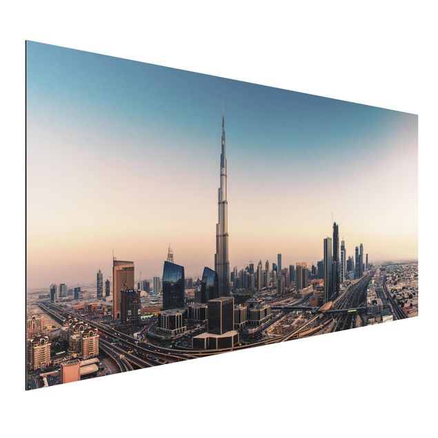Aluminium Dibond - Evening Mood in Dubai - Landscape format 2:1