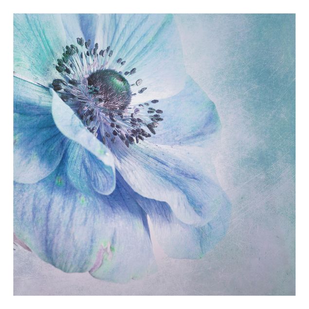 Print on aluminium - Flower In Turquoise
