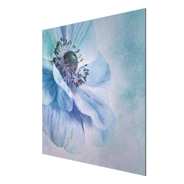 Print on aluminium - Flower In Turquoise