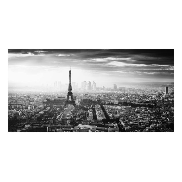 Dibond The Eiffel Tower From Above Black And White