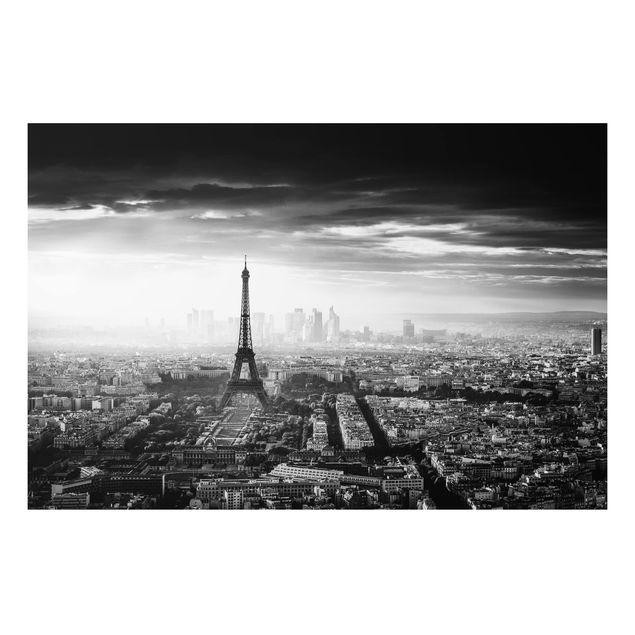 Dibond The Eiffel Tower From Above Black And White