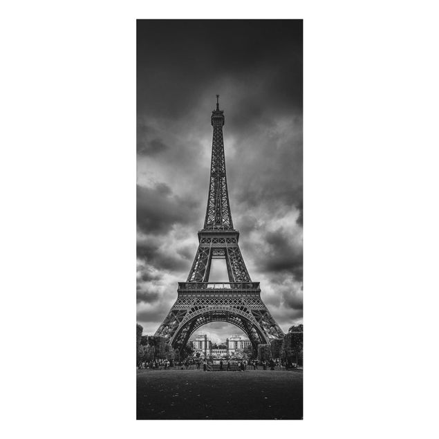 Aluminium dibond Eiffel Tower In Front Of Clouds In Black And White