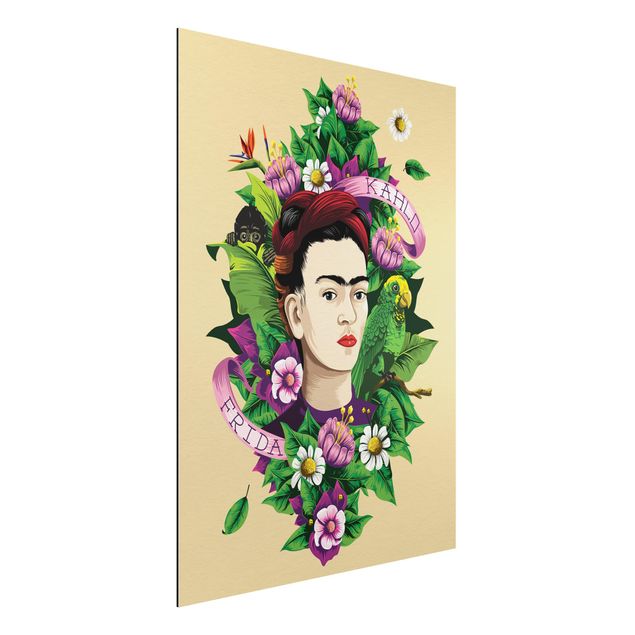 Alu dibond Frida Kahlo - Frida, Monkey And Parrot
