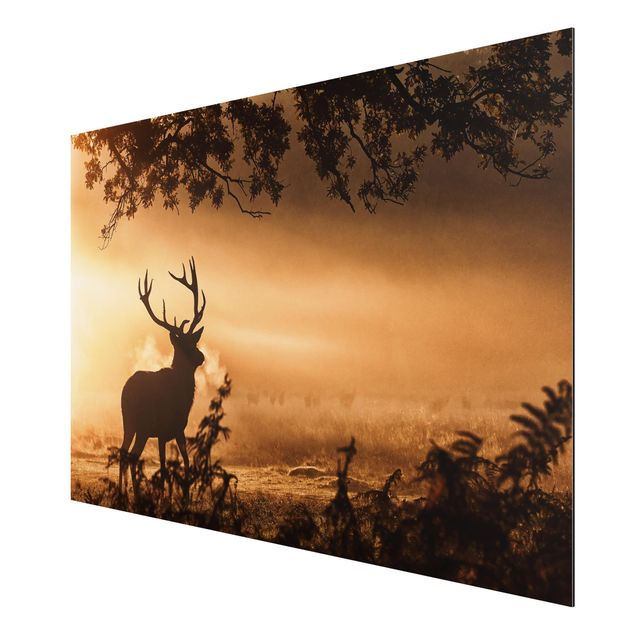 Print on aluminium - Deer In The Winter Forest