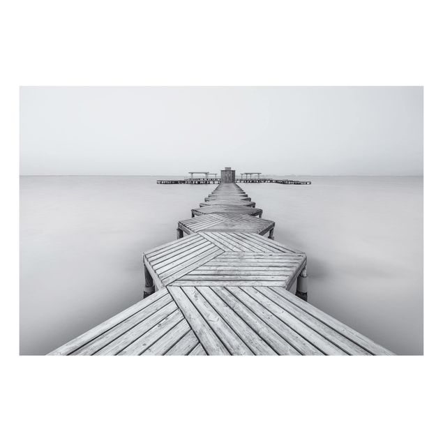 Alu dibond Wooden Pier In Black And White