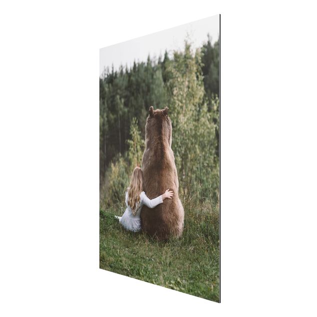 Print on aluminium - Girl With Brown Bear