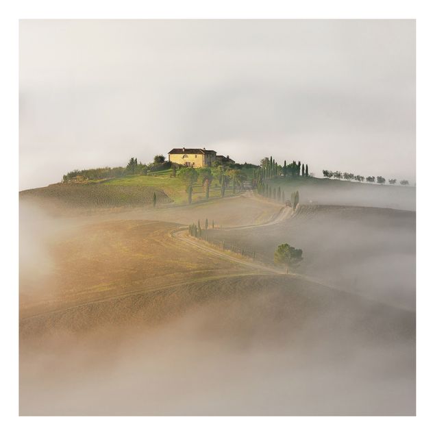 Print on aluminium - Morning Fog In The Tuscany