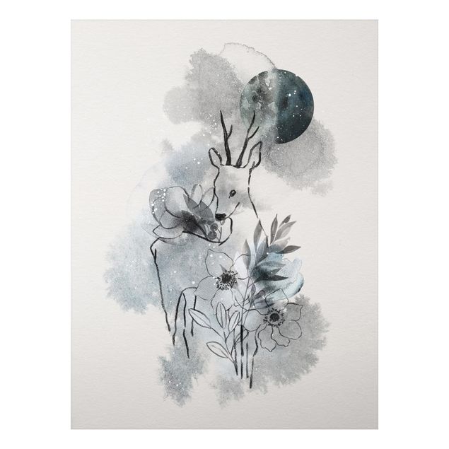 Print on aluminium - Deer And Moon