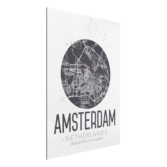 Aluminium dibond Amsterdam City Map - Retro