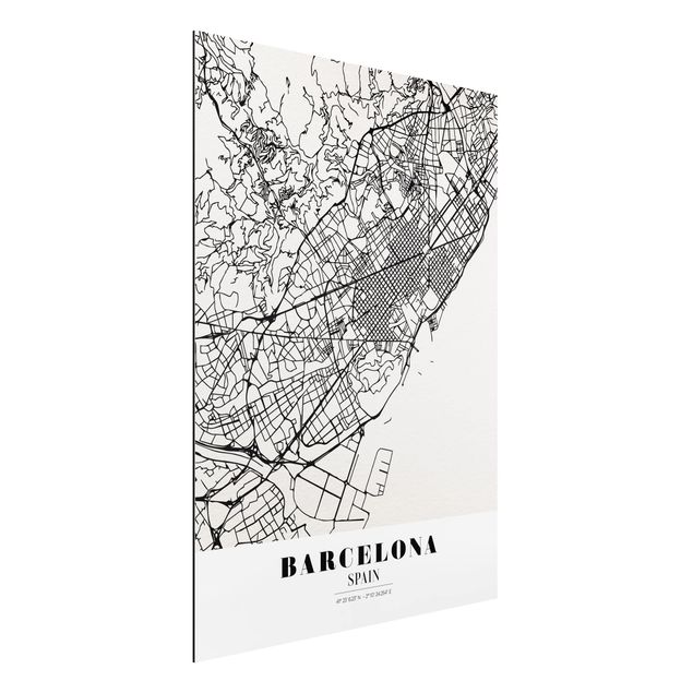 Alu dibond Barcelona City Map - Classic