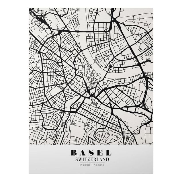 Print on aluminium - Basel City Map - Classic