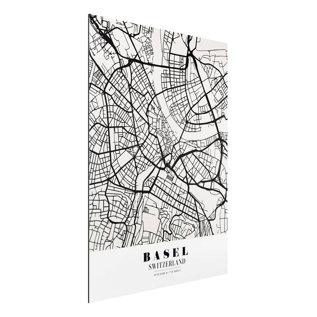 Dibond Basel City Map - Classic