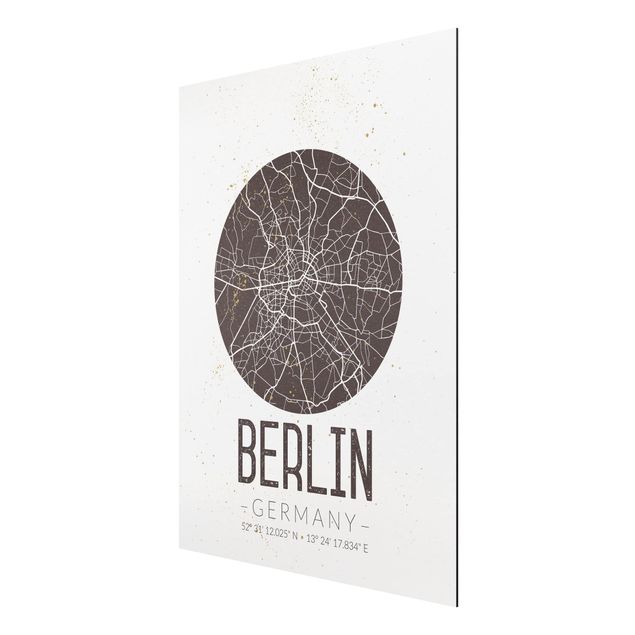 Print on aluminium - City Map Berlin - Retro