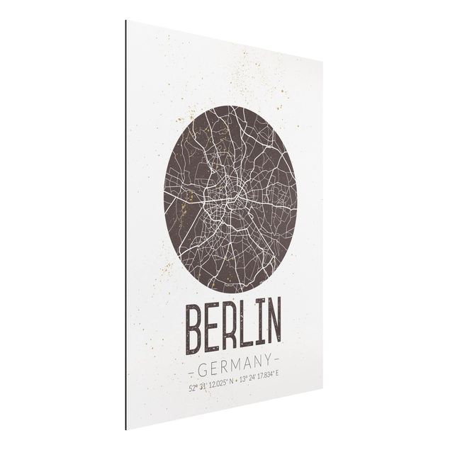 Dibond City Map Berlin - Retro