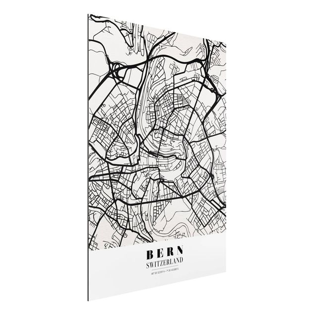 Dibond Bern City Map - Classical