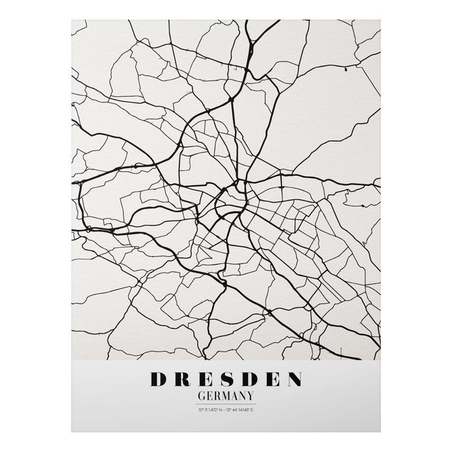 Print on aluminium - Dresden City Map - Classical