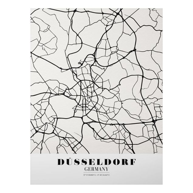 Print on aluminium - Dusseldorf City Map - Classic
