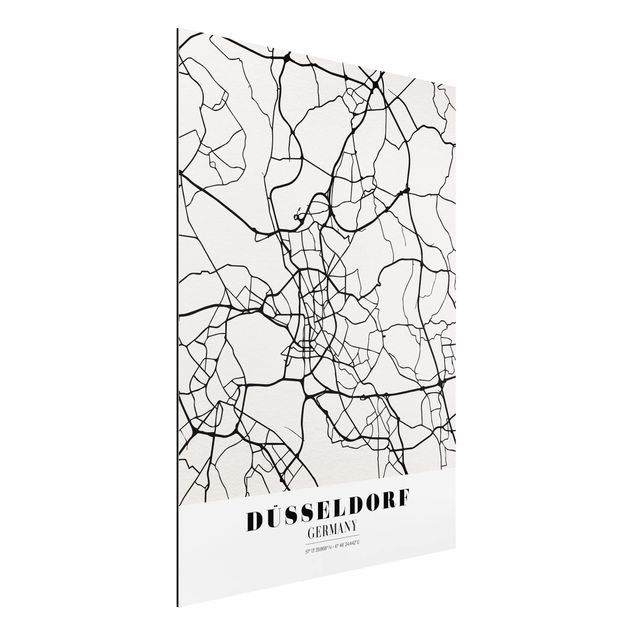 Aluminium dibond Dusseldorf City Map - Classic