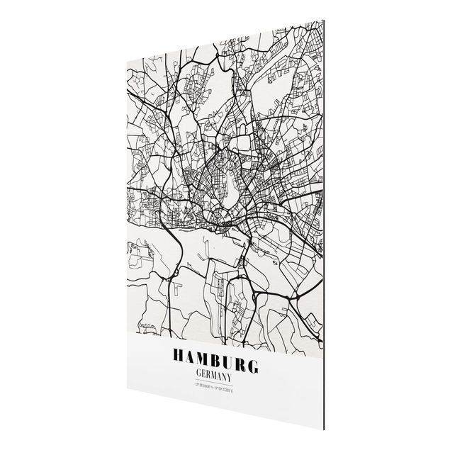 Print on aluminium - Hamburg City Map - Classic
