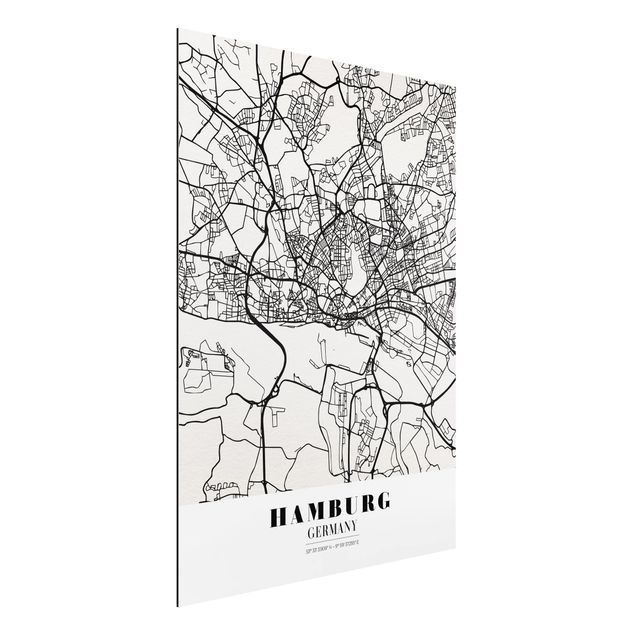 Dibond Hamburg City Map - Classic