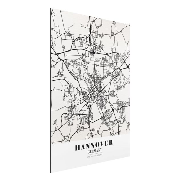 Alu dibond Hannover City Map - Classic