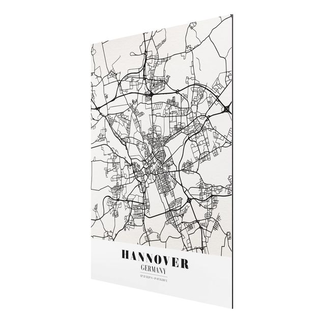 Print on aluminium - Hannover City Map - Classic
