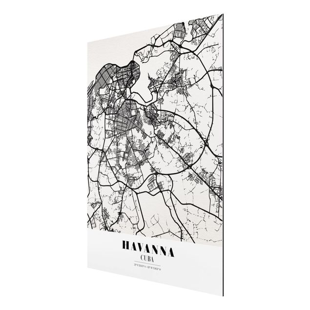 Print on aluminium - Havana City Map - Classic
