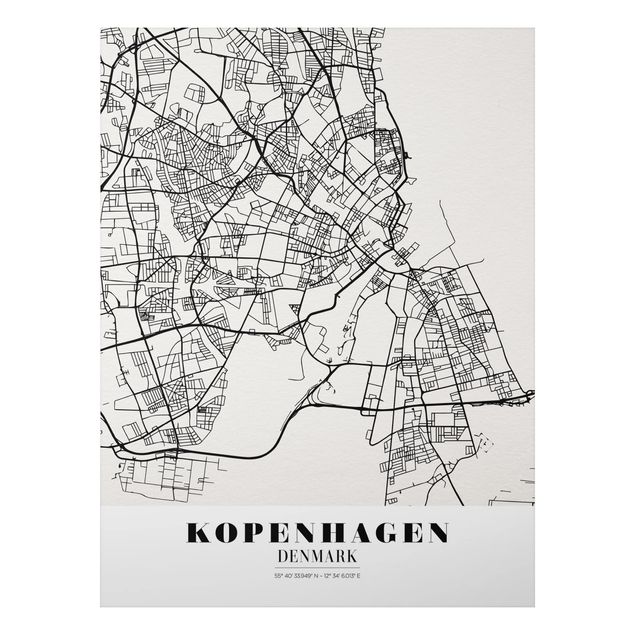 Print on aluminium - Copenhagen City Map - Classic
