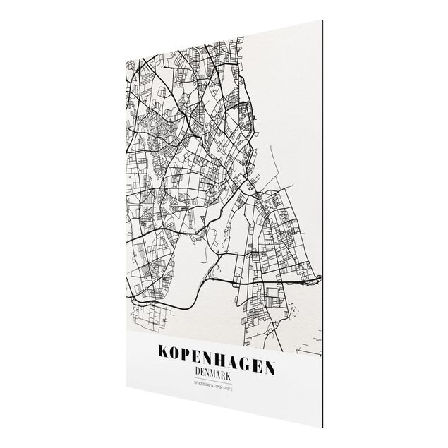 Print on aluminium - Copenhagen City Map - Classic