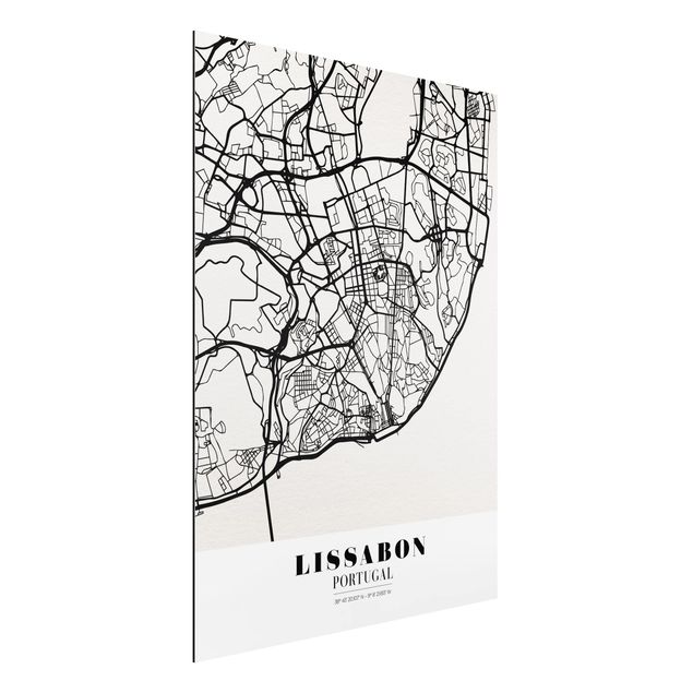 Dibond Lisbon City Map - Classic