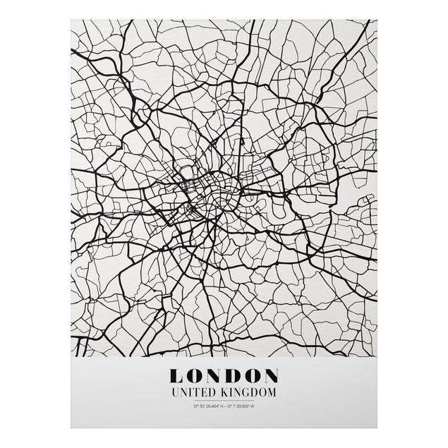 Print on aluminium - London City Map - Classic