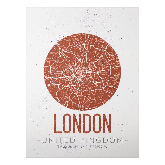 Print on aluminium - City Map London - Retro