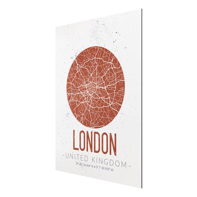 Print on aluminium - City Map London - Retro