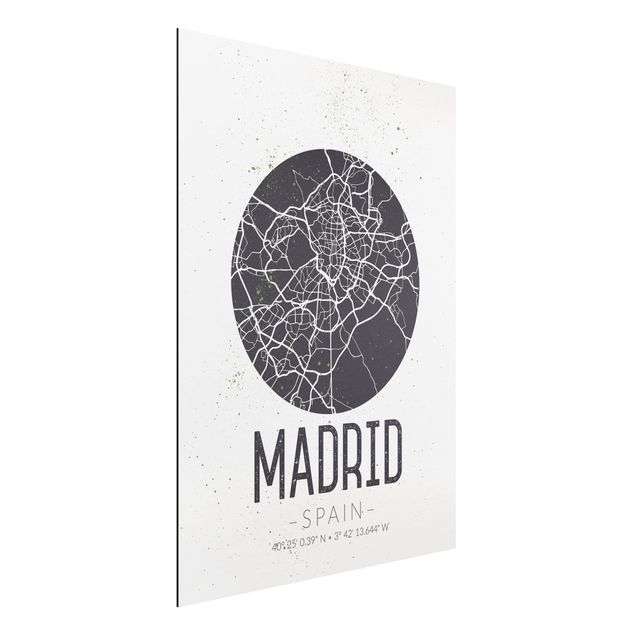 Aluminium dibond Madrid City Map - Retro