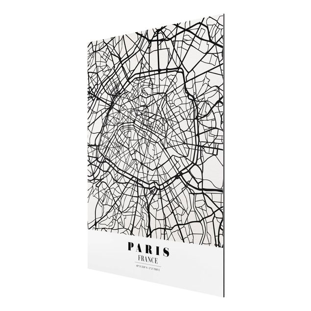 Print on aluminium - Paris City Map - Classic