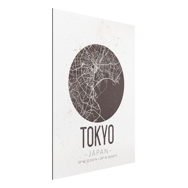 Aluminium dibond Tokyo City Map - Retro