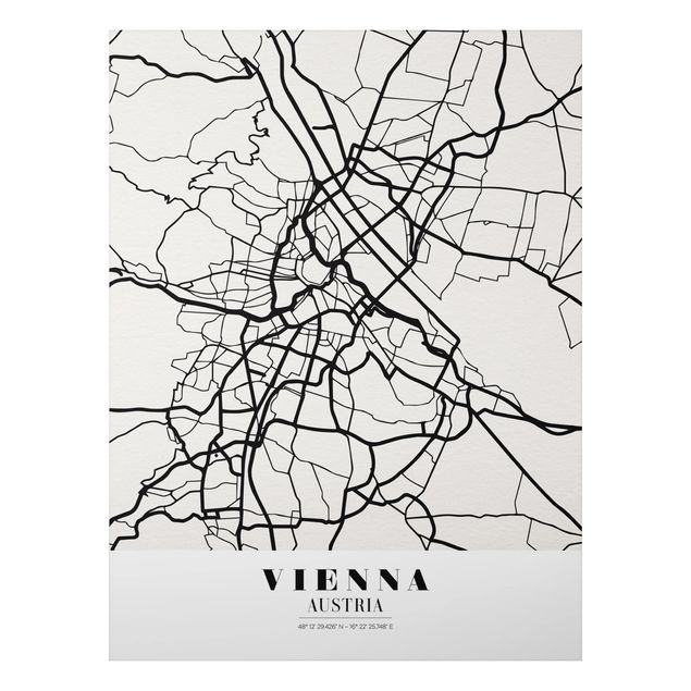 Print on aluminium - Vienna City Map - Classic