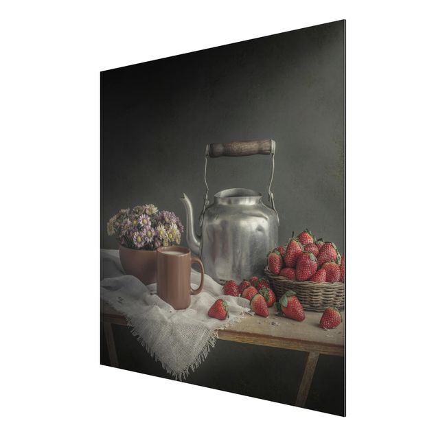 Print on aluminium - Still Life with Strawberries