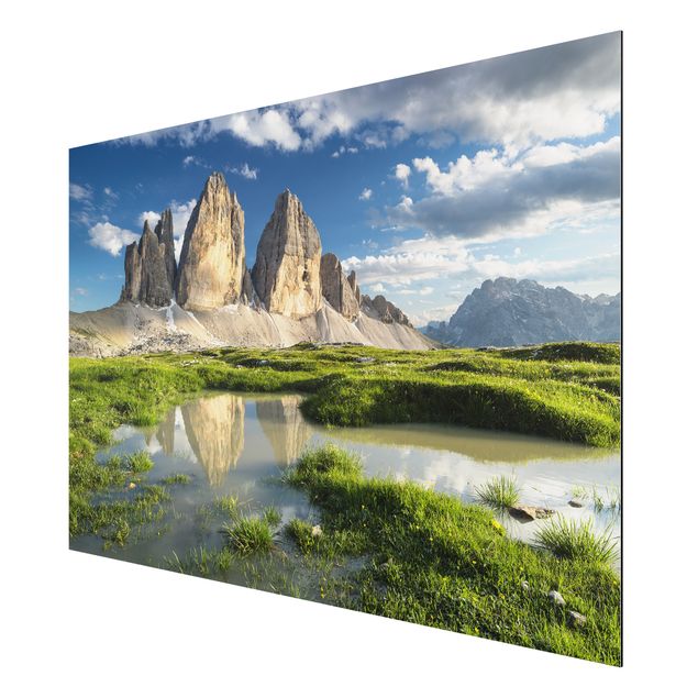 Print on aluminium - South Tyrolean Zinnen And Water Reflection
