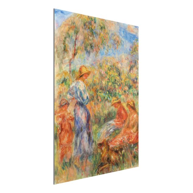 Dibond Auguste Renoir - Three Women and Child in a Landscape