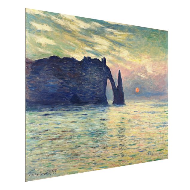 Aluminium dibond Claude Monet - The Cliff, Étretat, Sunset