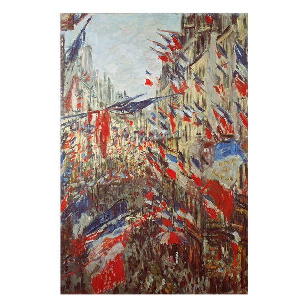 Print on aluminium - Claude Monet - The Rue Montorgueil with Flags