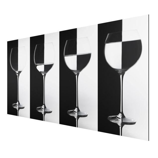 Print on aluminium - Wine Glasses Black & White