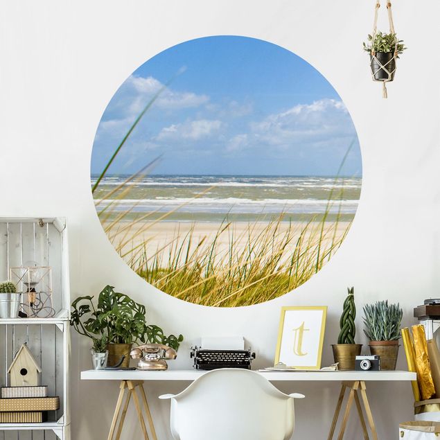 Self-adhesive round wallpaper beach - At The North Sea Coast