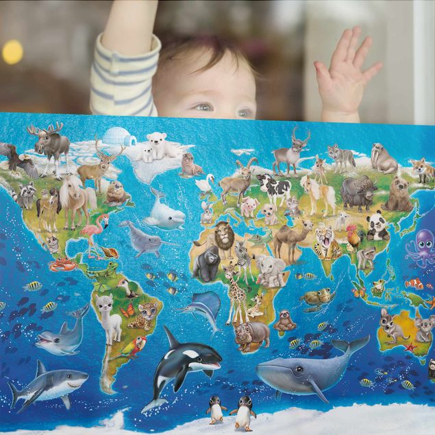 Window decoration - Animal Club International - World Map With Animals